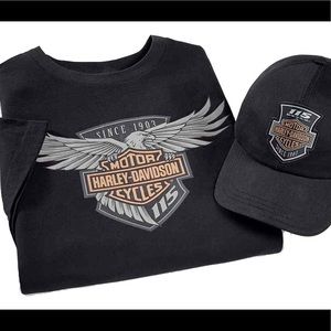 NWT Men’s Harley 115 t-shirt and hat combo
